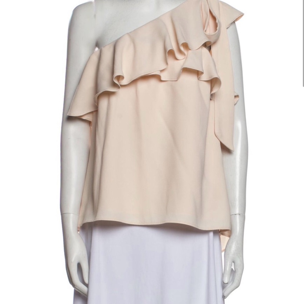 Rebecca Vallance Blush One-Shoulder Ruffle Blouse